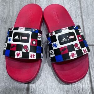 Adidas Marvel Red and Black Slide Sandals
